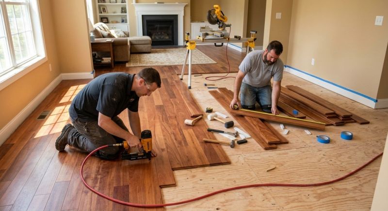 Cherry Floor Installation in Cotuit, MA
