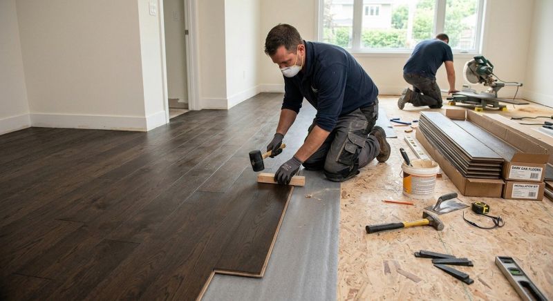 Dark Wood Floor Installation in Plymouth, MA