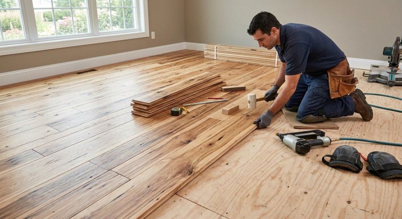 Hickory Floor Installation in Plymouth, MA